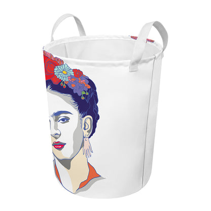 Magdalena Carmen Frida Kahlo Print Round Laundry Basket