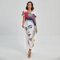 Magdalena Carmen Frida Kahlo Print Short Sleeve Maxi Dress