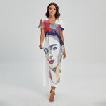 Magdalena Carmen Frida Kahlo Print Short Sleeve Maxi Dress