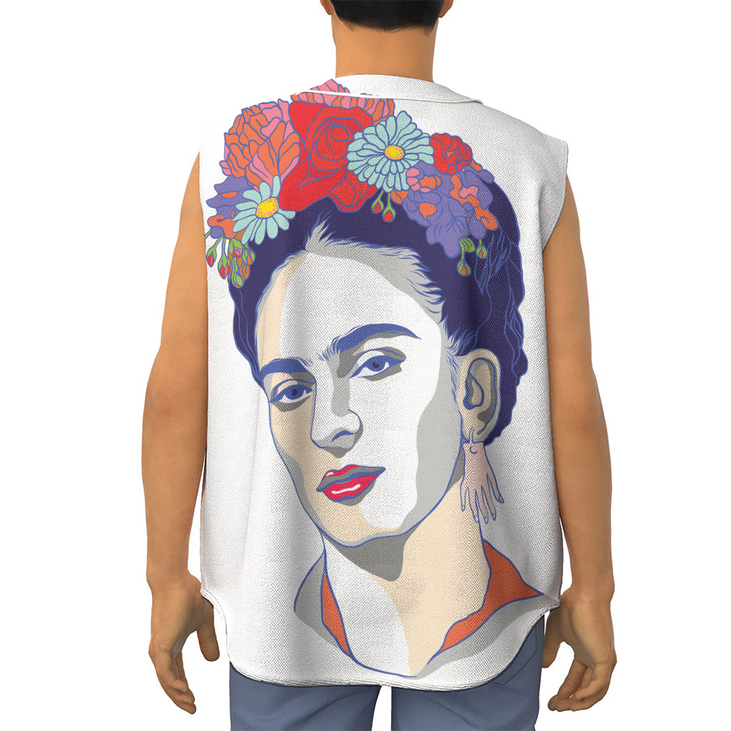 Magdalena Carmen Frida Kahlo Print Sleeveless Baseball Jersey