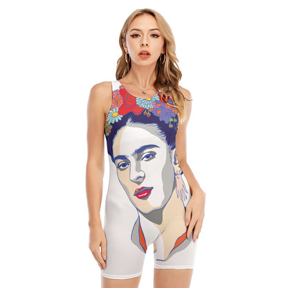 Magdalena Carmen Frida Kahlo Print Sleeveless One Piece Swimsuit