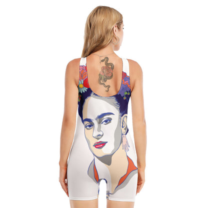 Magdalena Carmen Frida Kahlo Print Sleeveless One Piece Swimsuit