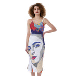Magdalena Carmen Frida Kahlo Print Slim Fit Midi Cami Dress