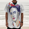 Magdalena Carmen Frida Kahlo Print Textured Short Sleeve Shirt