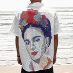 Magdalena Carmen Frida Kahlo Print Textured Short Sleeve Shirt