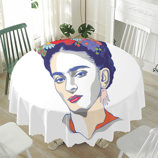Magdalena Carmen Frida Kahlo Print Waterproof Round Tablecloth