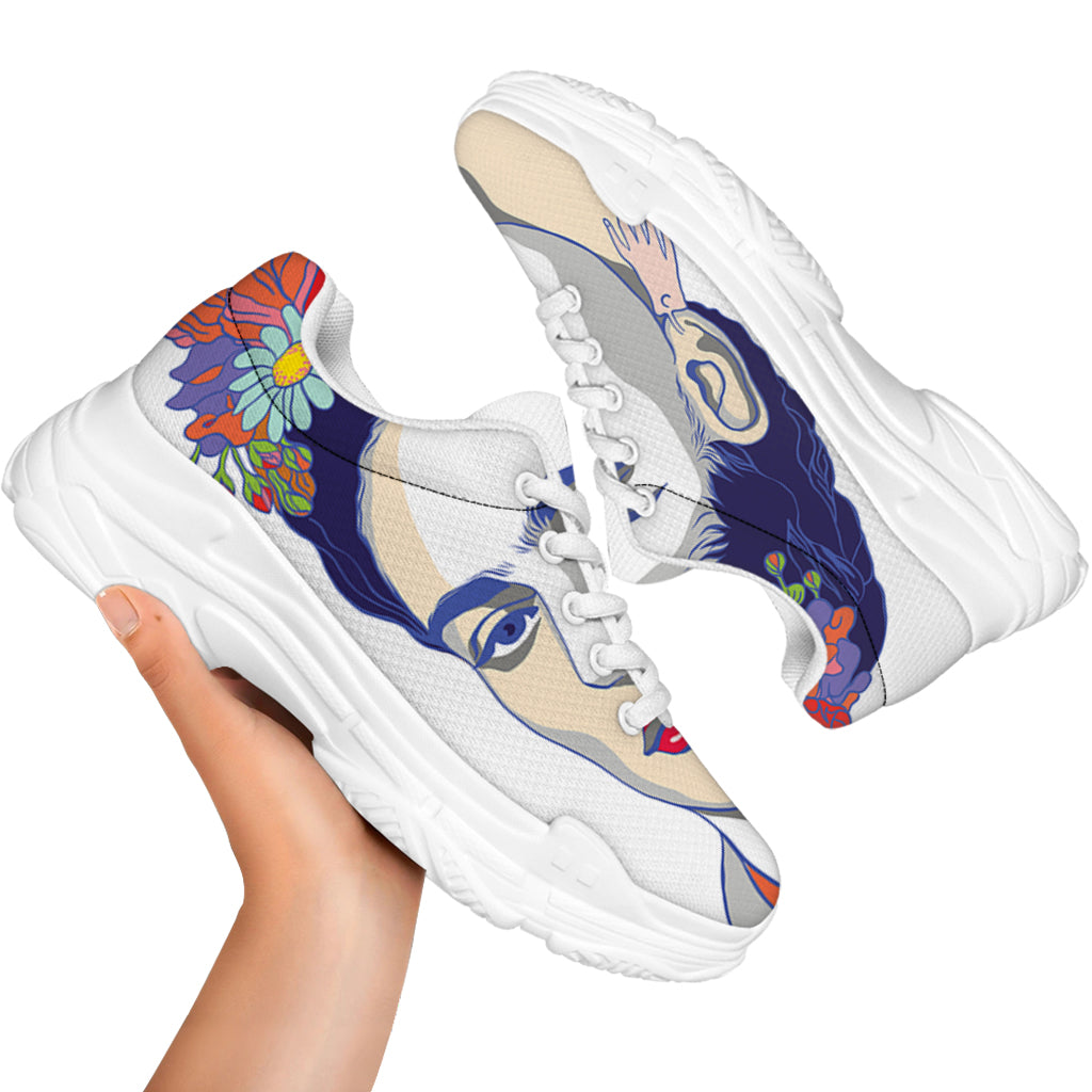 Magdalena Carmen Frida Kahlo Print White Chunky Shoes