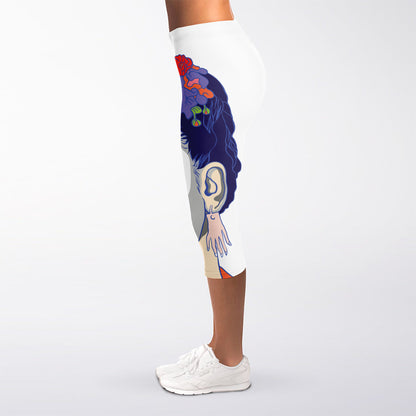 Magdalena Carmen Frida Kahlo Print Women's Capri Leggings