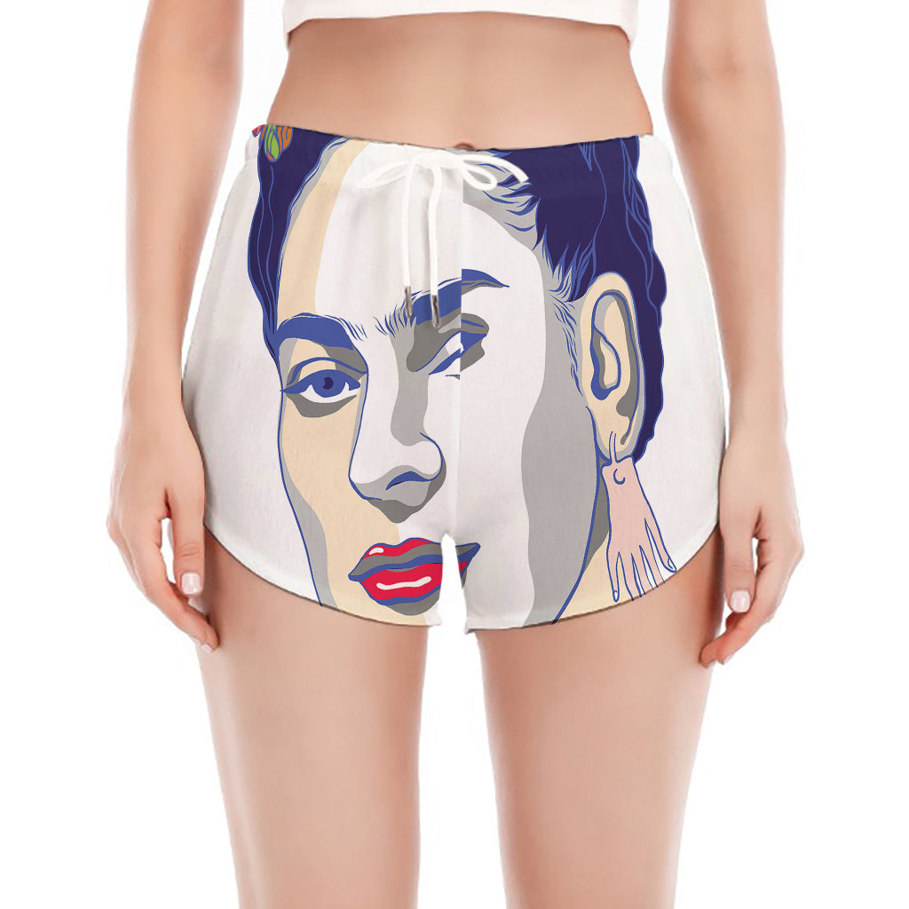 Magdalena Carmen Frida Kahlo Print Women's Split Running Shorts