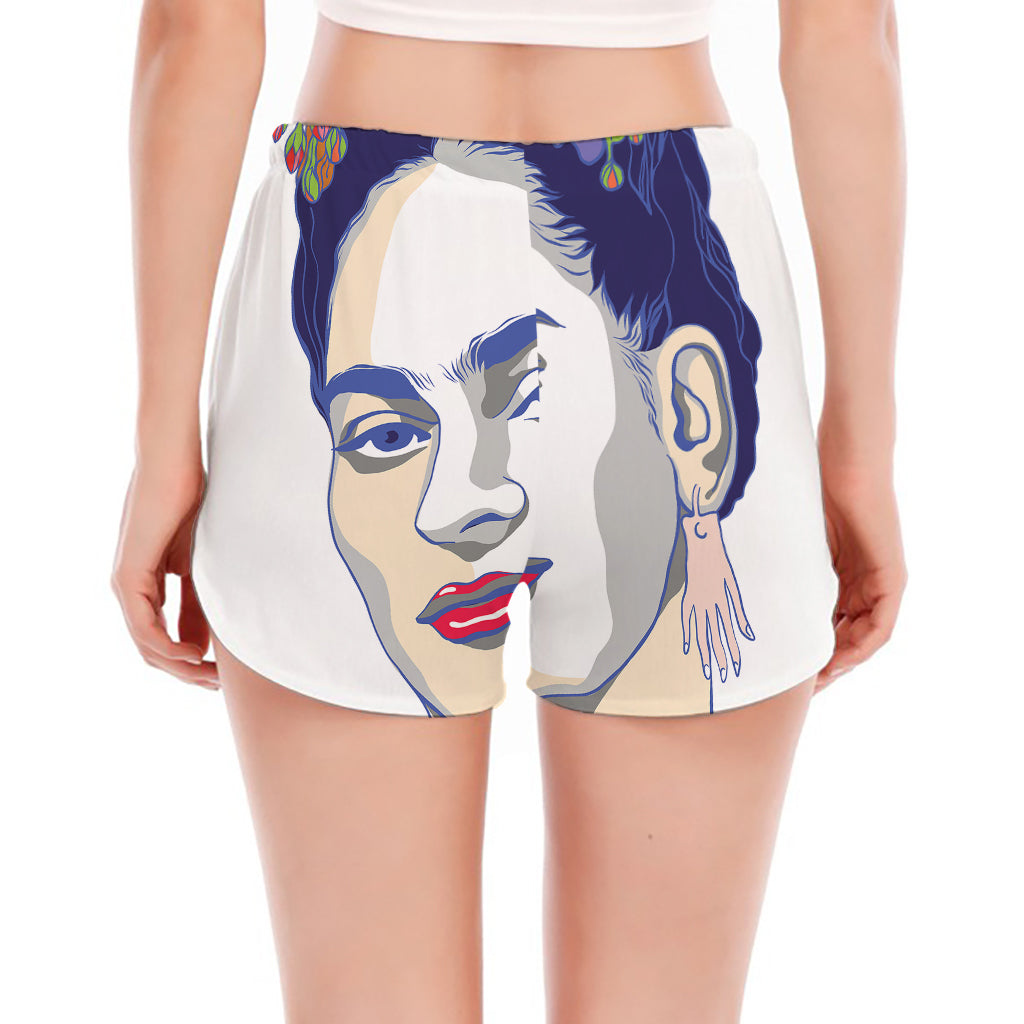 Magdalena Carmen Frida Kahlo Print Women's Split Running Shorts
