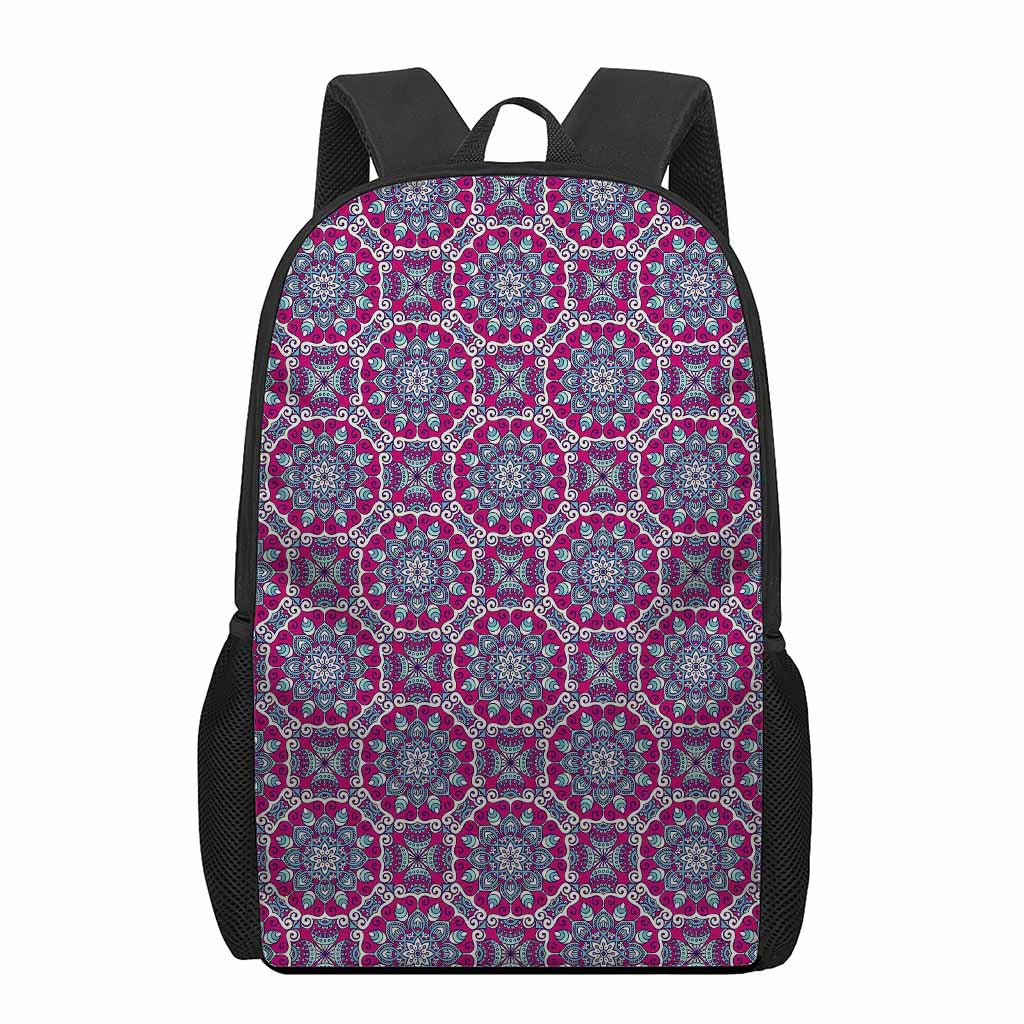 Magenta Mandala Bohemian Pattern Print 17 Inch Backpack