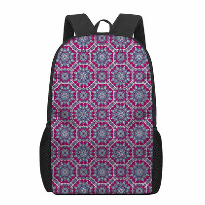 Magenta Mandala Bohemian Pattern Print 17 Inch Backpack