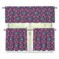Magenta Mandala Bohemian Pattern Print 3 Piece Kitchen Curtains