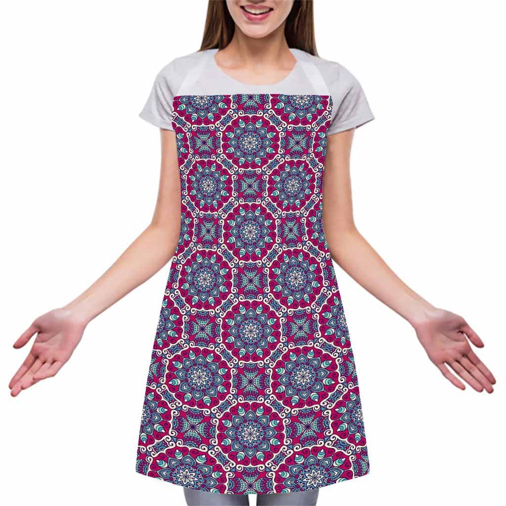 Magenta Mandala Bohemian Pattern Print Adjustable Apron