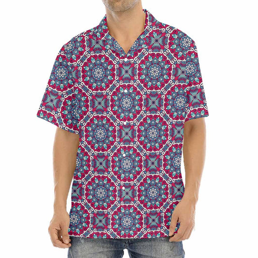 Magenta Mandala Bohemian Pattern Print Aloha Shirt