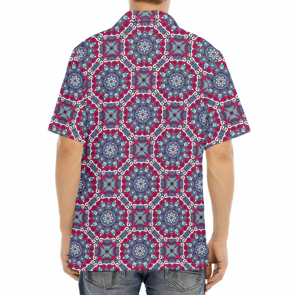Magenta Mandala Bohemian Pattern Print Aloha Shirt