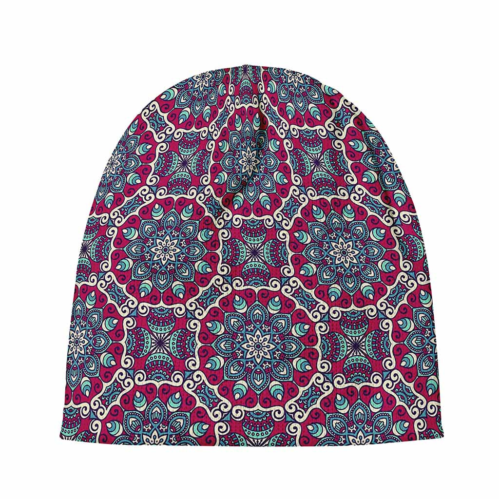 Magenta Mandala Bohemian Pattern Print Beanie