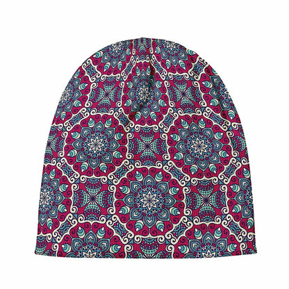 Magenta Mandala Bohemian Pattern Print Beanie