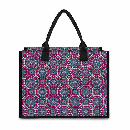 Magenta Mandala Bohemian Pattern Print Canvas Tote Bag