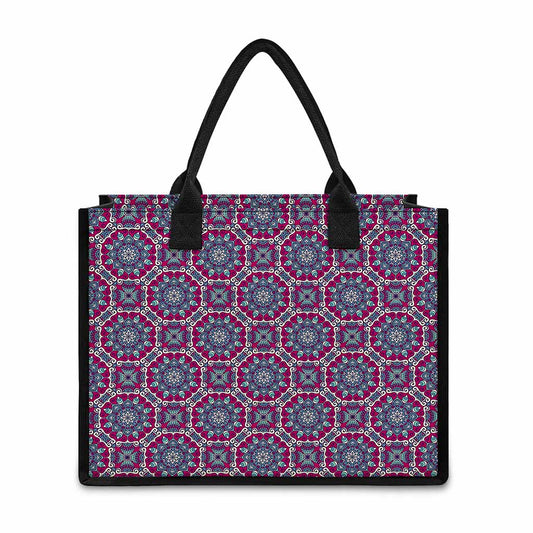 Magenta Mandala Bohemian Pattern Print Canvas Tote Bag