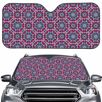 Magenta Mandala Bohemian Pattern Print Car Windshield Sun Shade