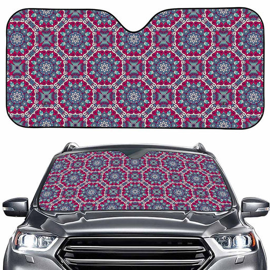 Magenta Mandala Bohemian Pattern Print Car Windshield Sun Shade