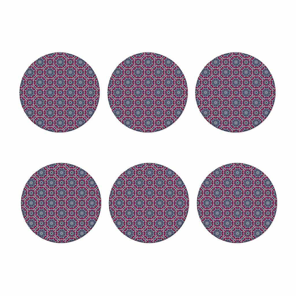 Magenta Mandala Bohemian Pattern Print Coaster Set