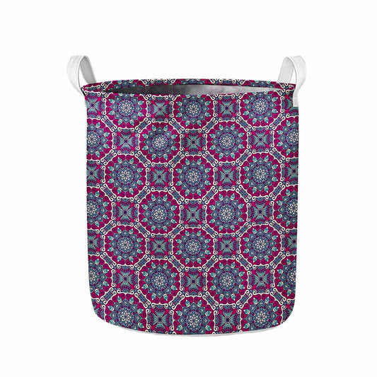 Magenta Mandala Bohemian Pattern Print Collapsible Laundry Basket