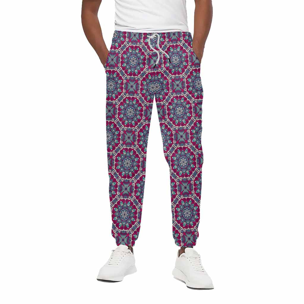 Magenta Mandala Bohemian Pattern Print Cotton Pants