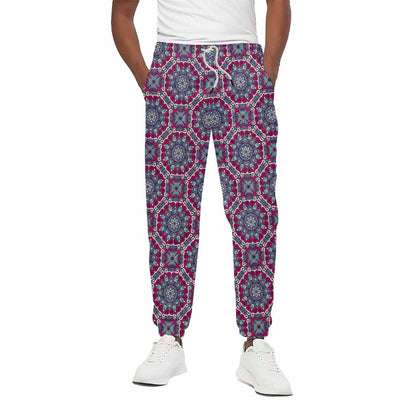 Magenta Mandala Bohemian Pattern Print Cotton Pants