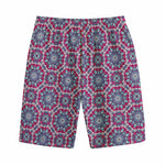 Magenta Mandala Bohemian Pattern Print Cotton Shorts