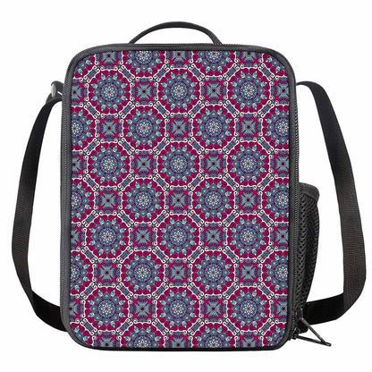 Magenta Mandala Bohemian Pattern Print Crossbody Lunch Bag