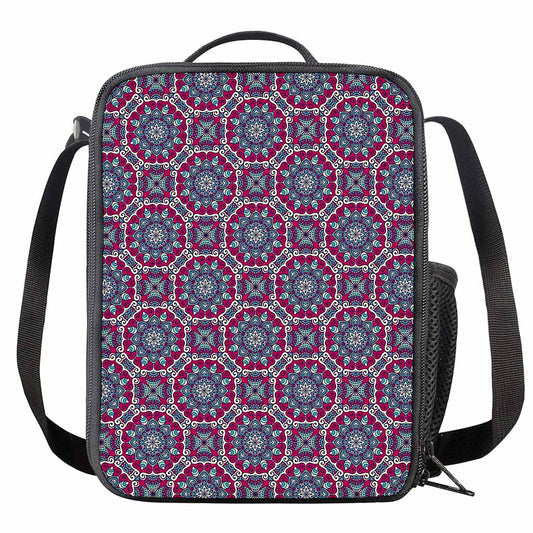 Magenta Mandala Bohemian Pattern Print Crossbody Lunch Bag