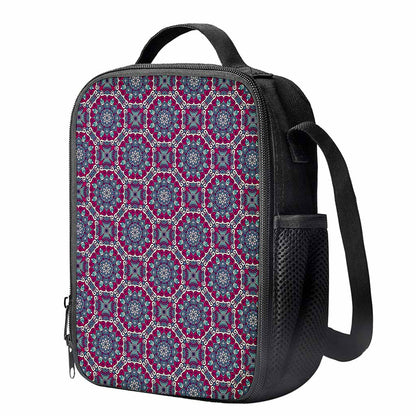 Magenta Mandala Bohemian Pattern Print Crossbody Lunch Bag