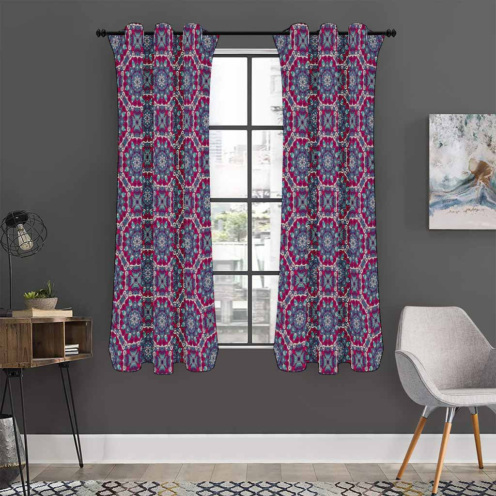 Magenta Mandala Bohemian Pattern Print Curtain