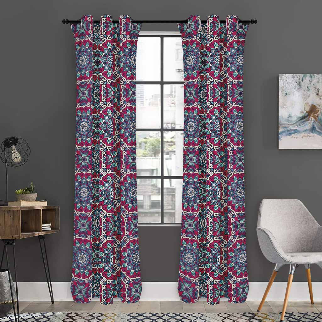Magenta Mandala Bohemian Pattern Print Curtain
