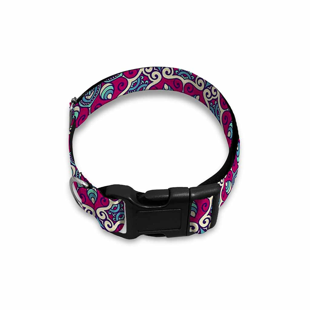 Magenta Mandala Bohemian Pattern Print Dog Collar