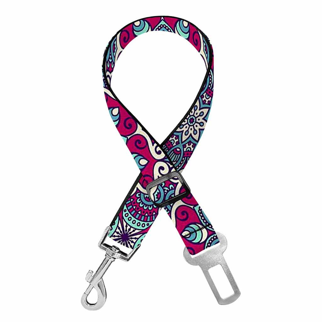 Magenta Mandala Bohemian Pattern Print Dog Seat Belt