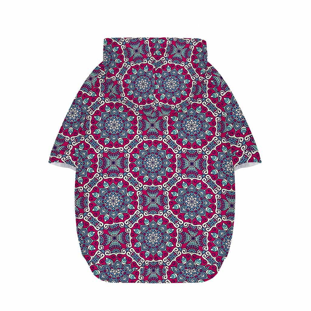 Magenta Mandala Bohemian Pattern Print Dog Zip Up Hoodie