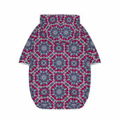 Magenta Mandala Bohemian Pattern Print Dog Zip Up Hoodie