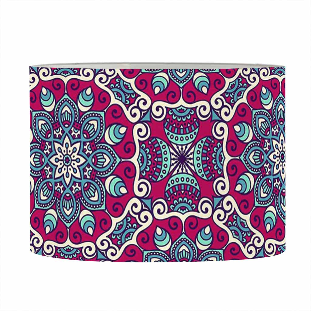 Magenta Mandala Bohemian Pattern Print Drum Lamp Shade