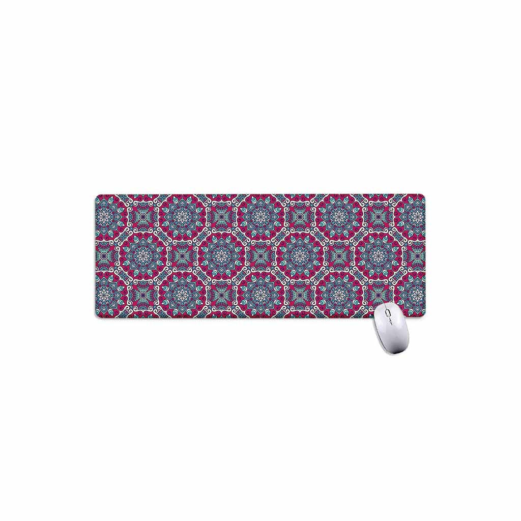 Magenta Mandala Bohemian Pattern Print Extended Mouse Pad
