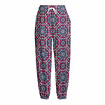 Magenta Mandala Bohemian Pattern Print Fleece Lined Knit Pants