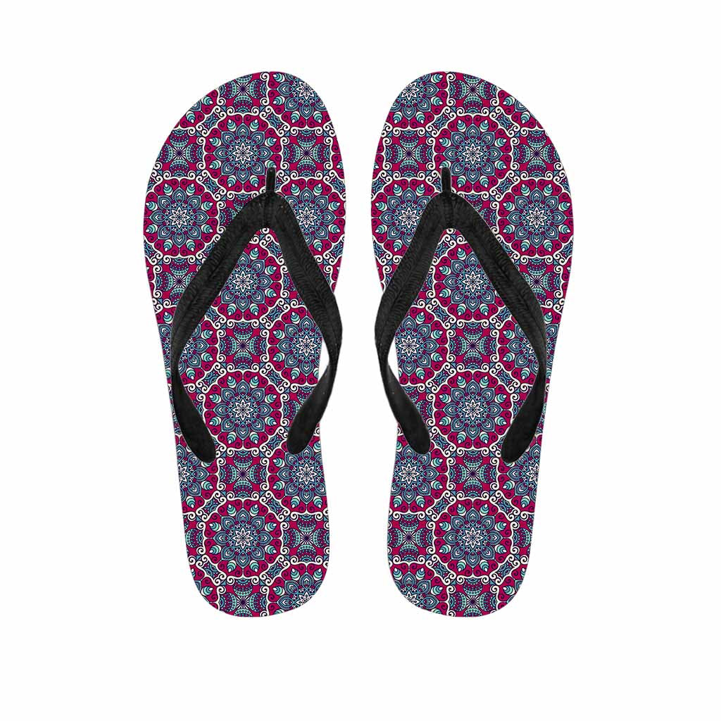 Magenta Mandala Bohemian Pattern Print Flip Flops