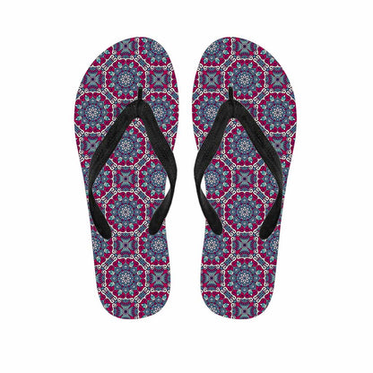 Magenta Mandala Bohemian Pattern Print Flip Flops