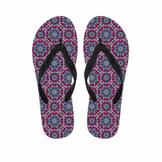 Magenta Mandala Bohemian Pattern Print Flip Flops