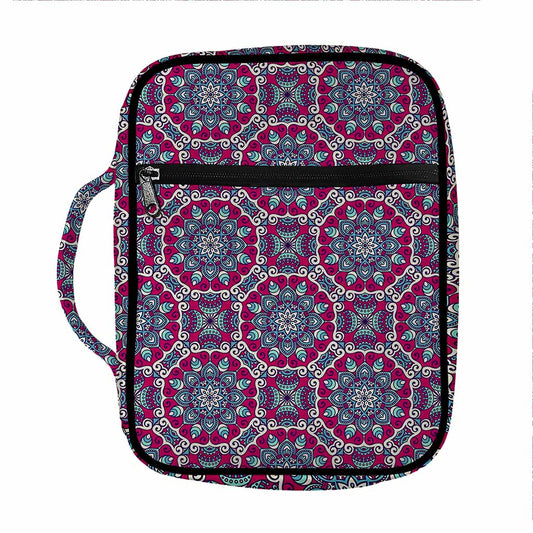 Magenta Mandala Bohemian Pattern Print Front Pocket Bible Bag