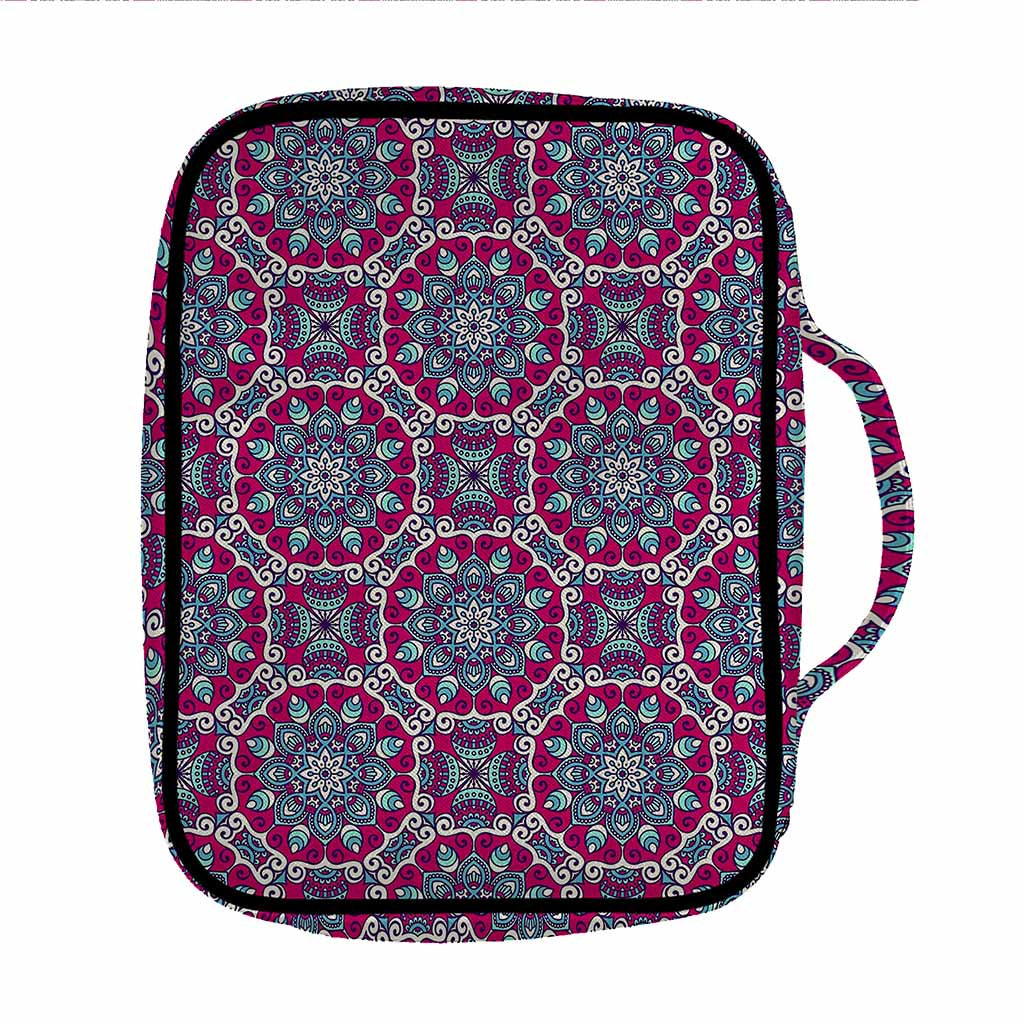 Magenta Mandala Bohemian Pattern Print Front Pocket Bible Bag