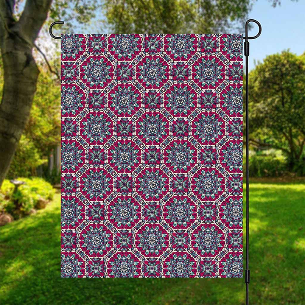 Magenta Mandala Bohemian Pattern Print Garden Flag