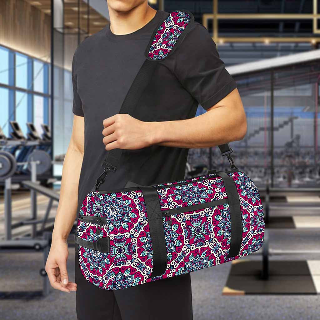 Magenta Mandala Bohemian Pattern Print Gym Bag